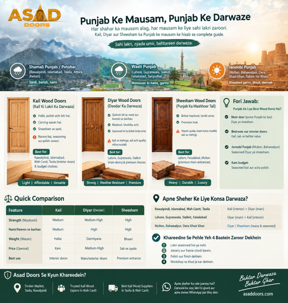 Best wood for doors all over Punjab: Diyar wood door by Asad Doors