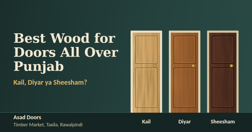 Best wood for doors all over Punjab: Kail, Diyar and Sheesham wood doors by Asad Doors